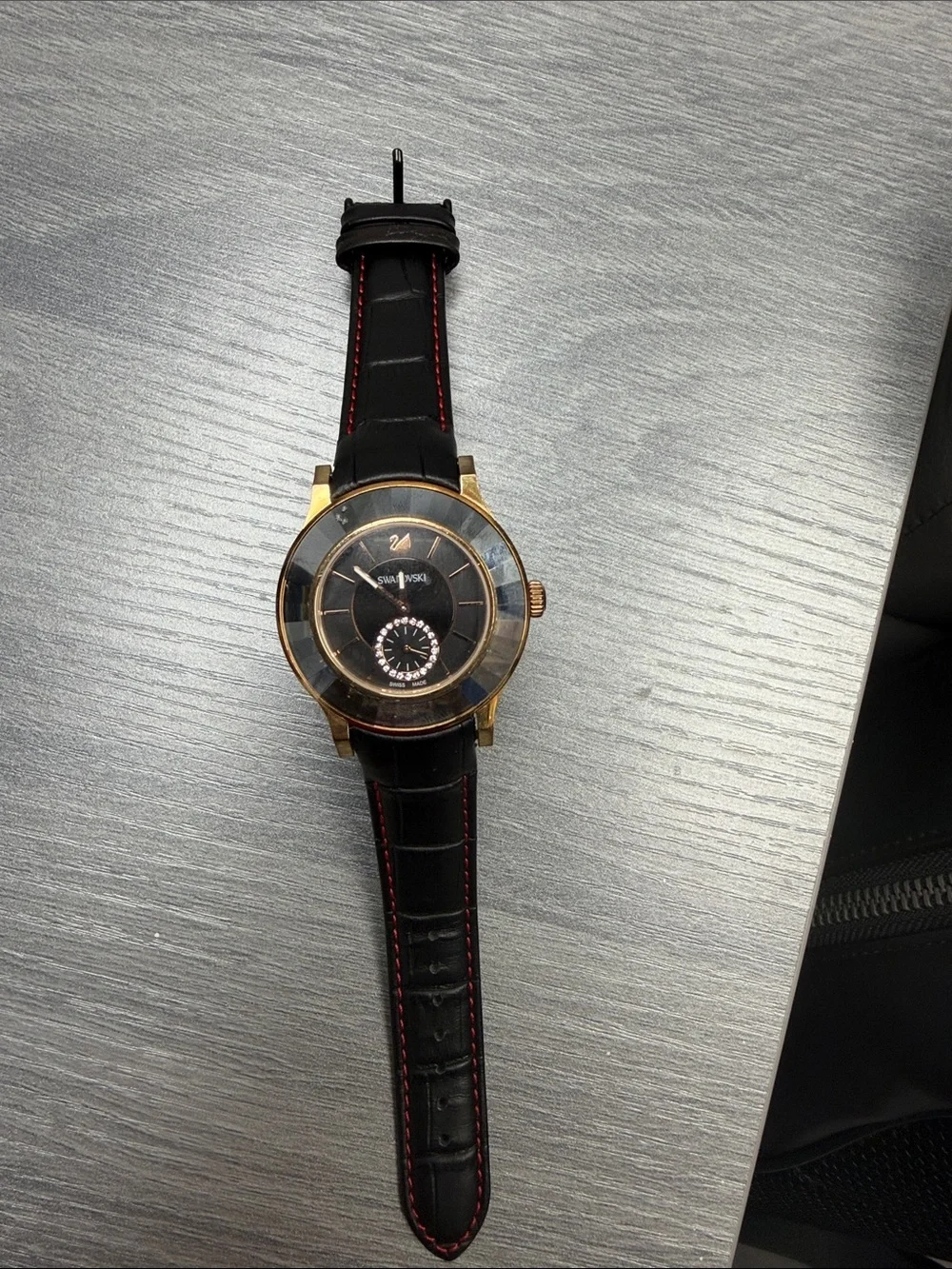 Swarovski Black and Rose Gold Women's Crystal-Accent Watch